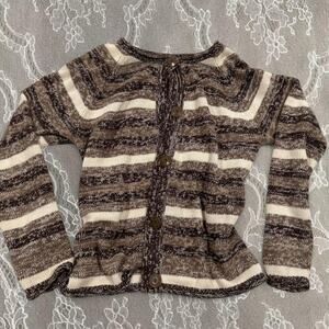 Vintage brown and cream striped button down sweater